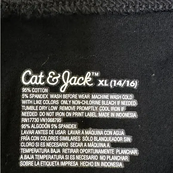 NEW WITH TAGS Girls Cat & Jack Black Cotton Blend Capri Leggings Size XL (14/16) - Picture 6 of 6